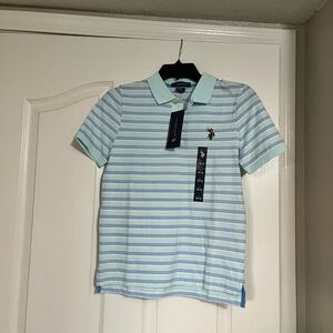 U.S. Polo Assn. Light Blue and White Striped Polo